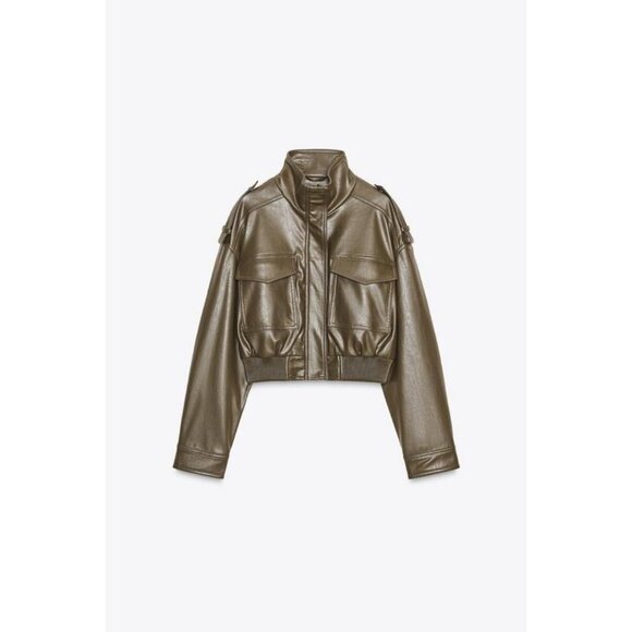 ZARA FAUX LEATHER SHORT JACKET - Picture 1 of 9
